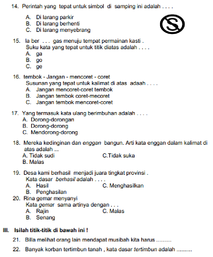 Soal Bahasa Indonesia Kelas 3 Sd Semester 2